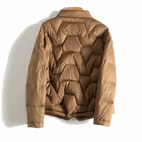 Natalie | Women's Chevron Quilted Duck Down Jacket with Snap Button Closure