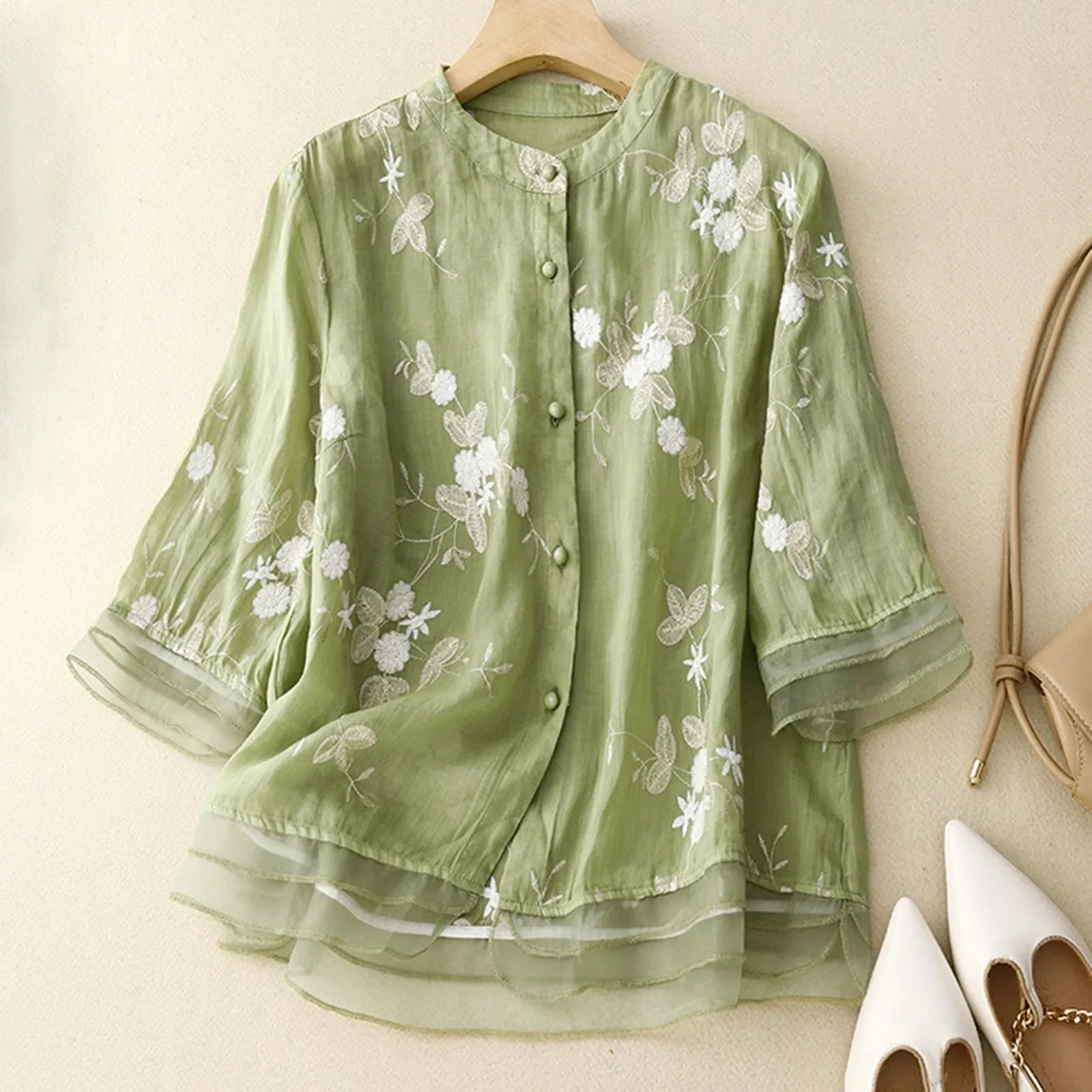 Evienne | Women Blouse With Cotton Embroidery