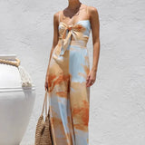 Adeline | Women's Wide Leg Jumpsuit with Bow Waist Detail