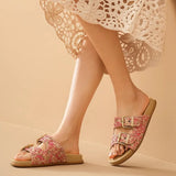 Noemi | Women's Sandals with Raffia Straps and Buckles