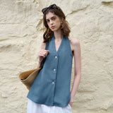 Juniper | Women Top With Linen Halter Neck