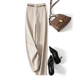 Annabelle | Women's High Waist Wide Leg Wool Blend Trousers