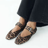 Liora | Women Flats with Buckle and Leopard Print
