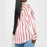 Delaney | Women Blouse With Satin Stripe Design