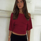 Mila | Women's One Shoulder Short Sleeve Top