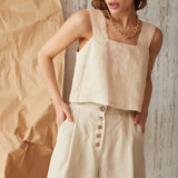 Ellison | Women Top With Linen Square Neck