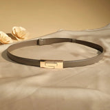 Camille | Women Leather Belt with Gold Buckle and Smooth Finish