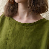 Victoria | Women Top With Linen Cotton Seam Detail