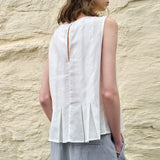 Victoria | Women Top With Linen Cotton Seam Detail