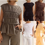 Elodie | Women Top With Ruched Bodice Peplum Hem