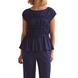 Elodie | Women Top With Ruched Bodice Peplum Hem