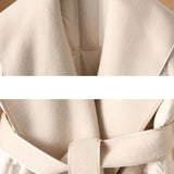Lillian | Women's Long Duck Down Coat with Wool Shawl Collar and Belted Waist