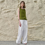 Victoria | Women Top With Linen Cotton Seam Detail