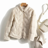 Natalie | Women's Chevron Quilted Duck Down Jacket with Snap Button Closure
