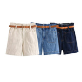 Talia | Women's Shorts with Belted Waist and Front Pockets