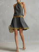 Sloane | Women's Halter Mini Dress with Colorblock Panels