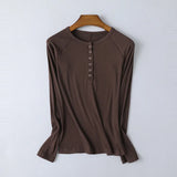 Francesca | Women Top With Ribbed Henley Design
