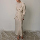 Elara | Women's Two Piece Satin Set Skirt