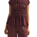 Elodie | Women Top With Ruched Bodice Peplum Hem