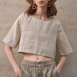 Evelyn | Women Top With Linen Boxy Cropped Fit