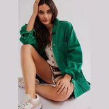 Jane | Women's Oversized Washed Denim Jacket with Side-Split Hem