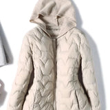 Magdalena | Women's Lightweight Duck Down Jacket with Heart Quilt and Knit Hood