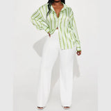 Delaney | Women Blouse With Satin Stripe Design