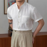 Isidore | Men's Cotton Linen Stand Collar Shirt
