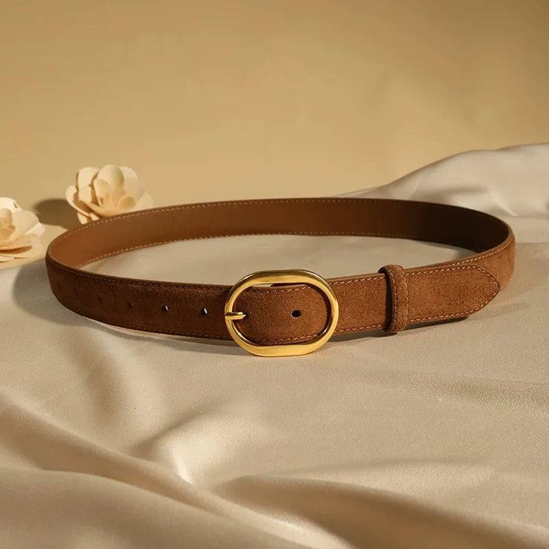 Montreux | Women Belt with Suede Material and Gold Buckle