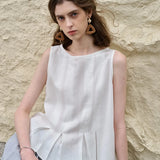 Victoria | Women Top With Linen Cotton Seam Detail