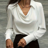 Avery | Women Top With DrapedCowl PolyesterSilk