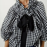 Bellarine | Women Blouse With Ruffled Collar Bow Tie
