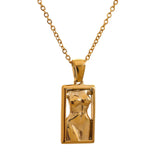 Figura | Women Necklace with Body Pendant and Gold Steel