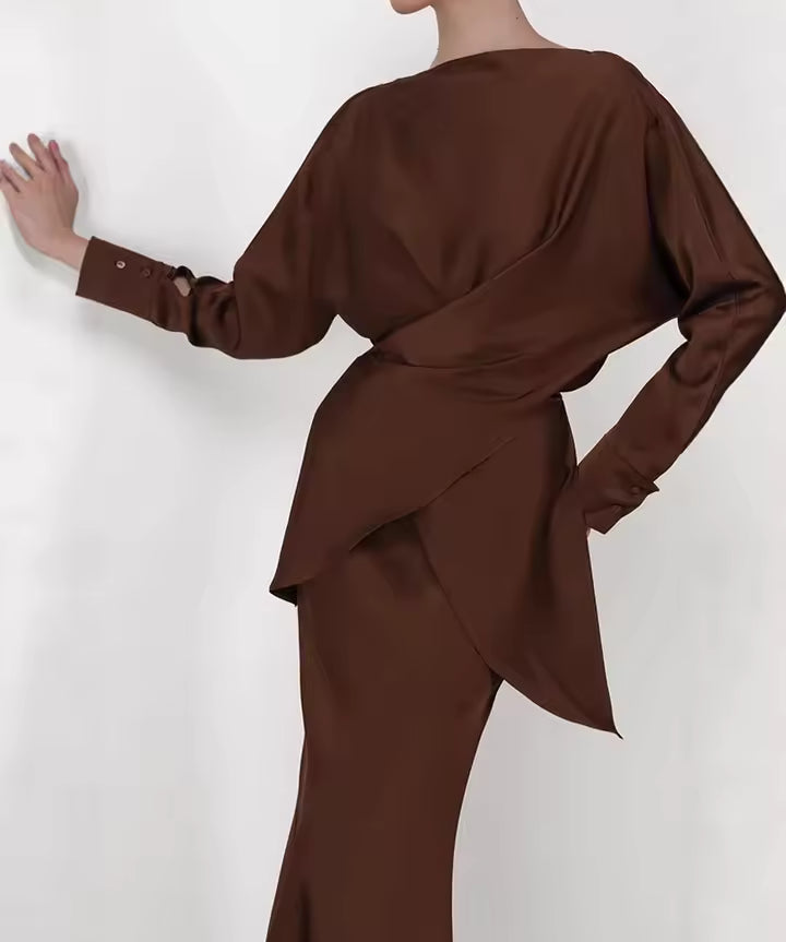 Elara | Women's Two Piece Satin Set Skirt