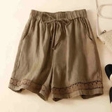 Lenora | Women's Shorts with Drawstring Waist and Lace Trim