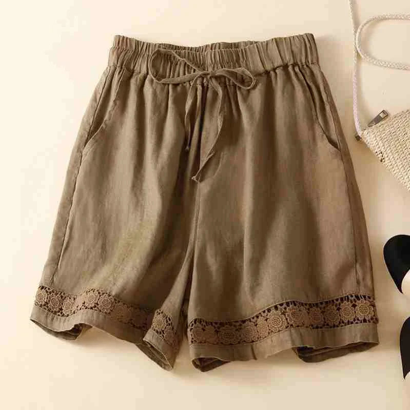 Lenora | Women's Shorts with Drawstring Waist and Lace Trim