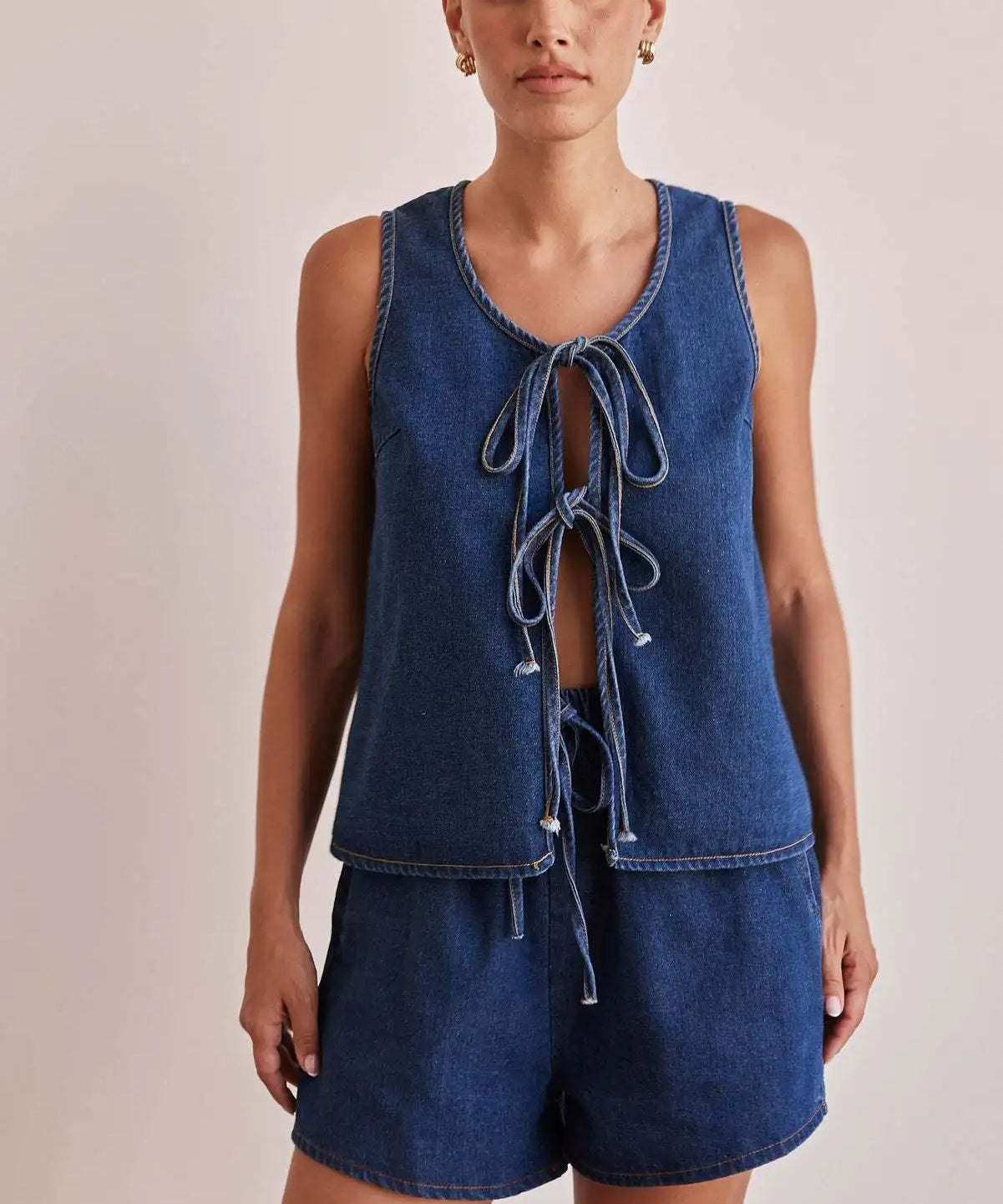 Avery | Women's Denim Two Piece Set Shorts