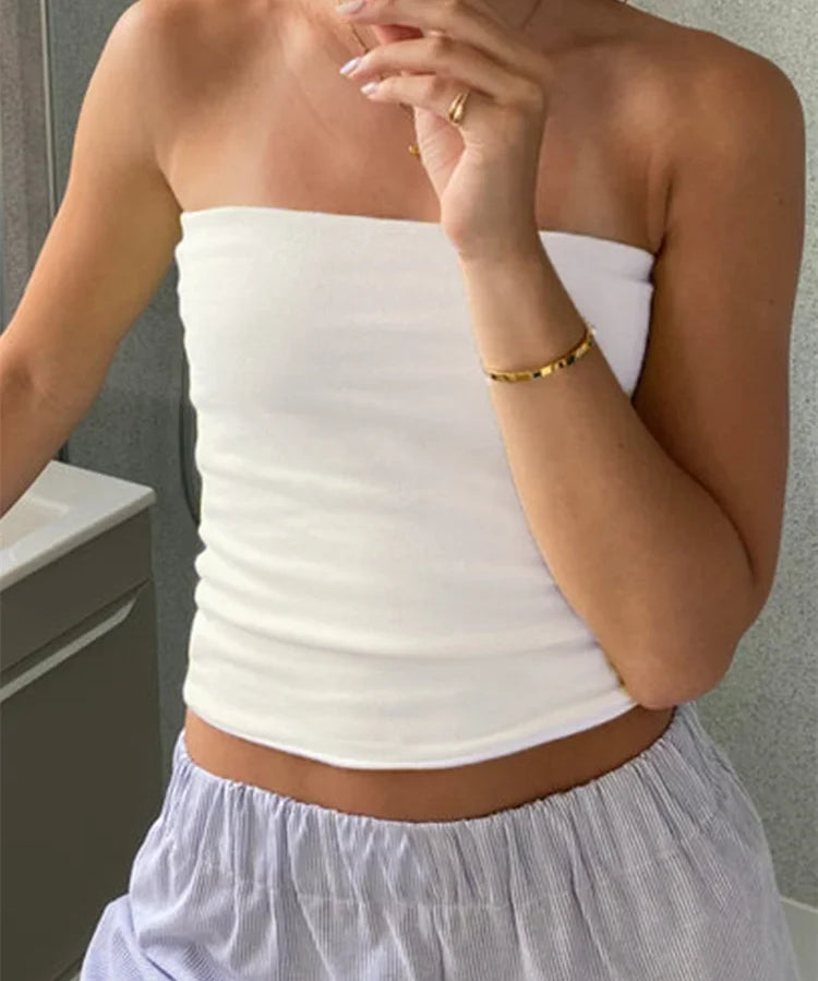 Riley | Women's Strapless Cropped Tube Top Backless