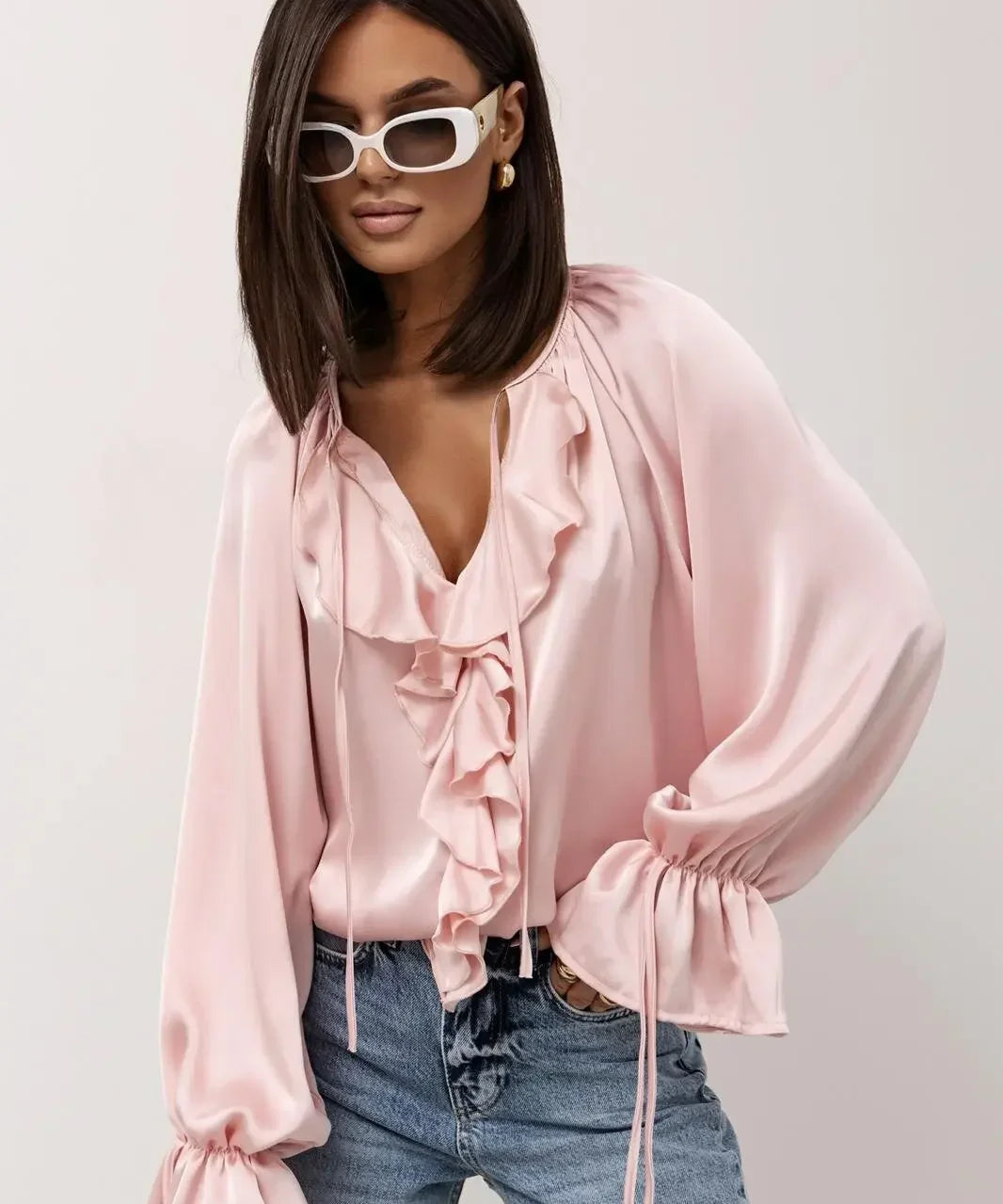 Liora | Women Blouse With Drawstring Sleeve Detail