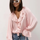 Liora | Women Blouse With Drawstring Sleeve Detail