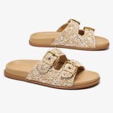 Noemi | Women's Sandals with Raffia Straps and Buckles