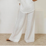 Calla | Women's Pants with Ruffled Waistband and Tie Belt