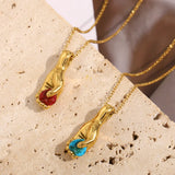 Fortuna | Women Necklace with Hand Charm and Blue Stone