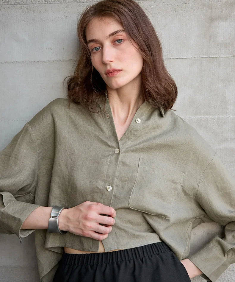 Skye | Women Shirt With Linen Cropped Fit