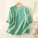 Eloria | Women Top With Cotton Linen Embroidery