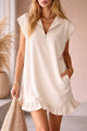 Elise | Women's T-Shirt Dress with Half Zip Collar and Ruffle Hem