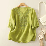 Eloria | Women Top With Cotton Linen Embroidery