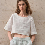 Evelyn | Women Top With Linen Boxy Cropped Fit
