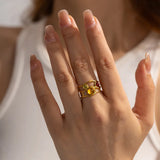 Solari | Women Ring with Resin Stones and Gold Plating