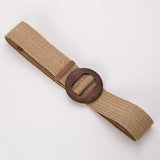 Calla | Women Belt with Woven Straw and Wood Buckle